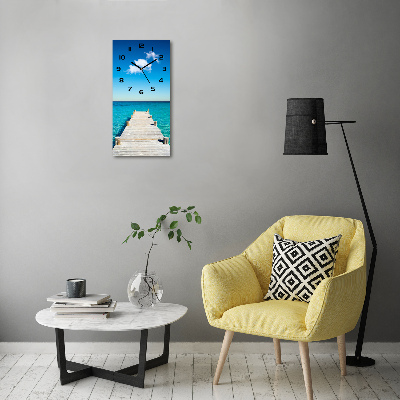 Zegar szklany ścienny Drewniane molo