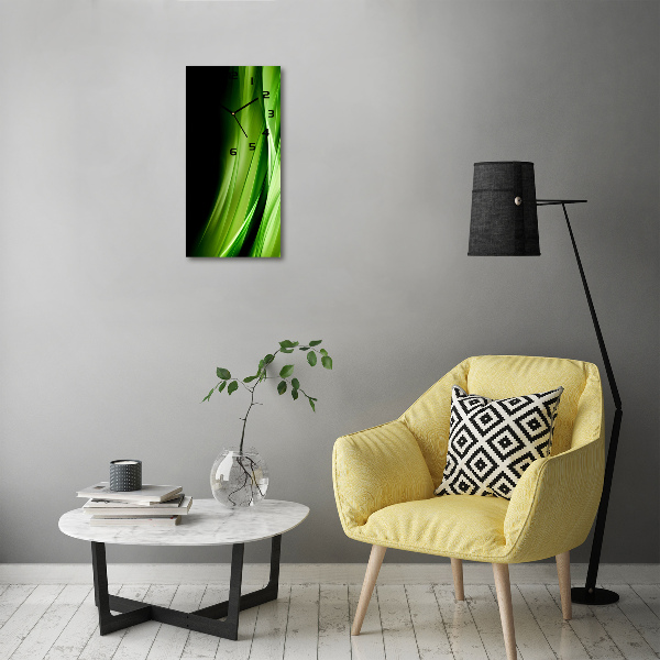 Zegar ścienny cichy Zielone fale tło