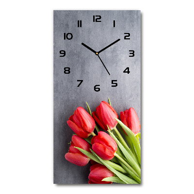 Rechthoekige glas klok Rode tulpen