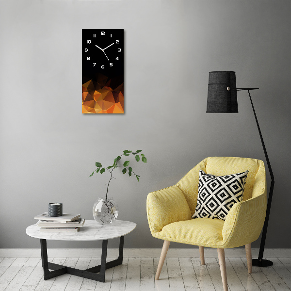 Rechthoekige glazen wandklok Abstracte driehoeken