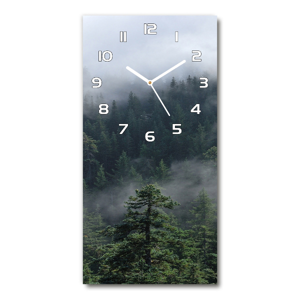 Rechthoekige glazen wandklok Mist boven het bos