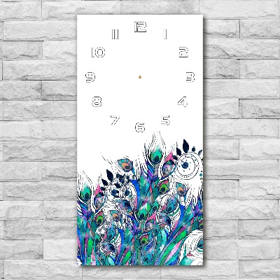Nowoczesny zegar ścienny Pawie pióra