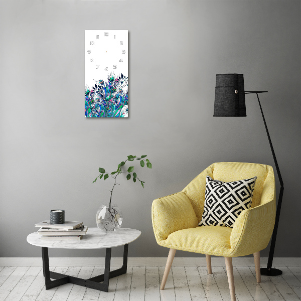 Nowoczesny zegar ścienny Pawie pióra