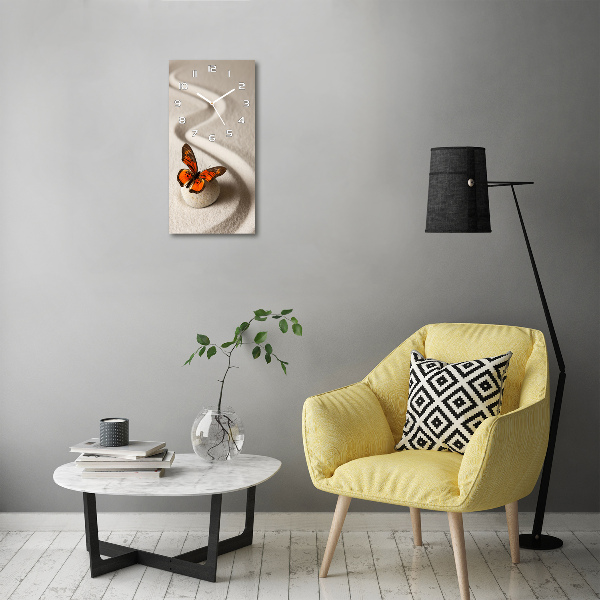 Rechthoekige glas klok Zensteen en vlinder