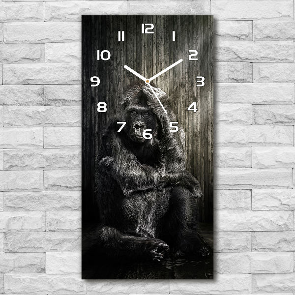 Rechthoekige glazen wandklok Gorilla