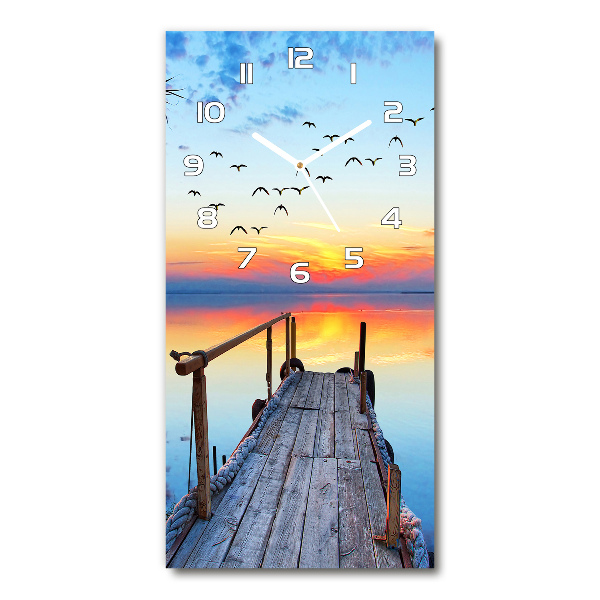 Zegar szklany ścienny Drewniane molo