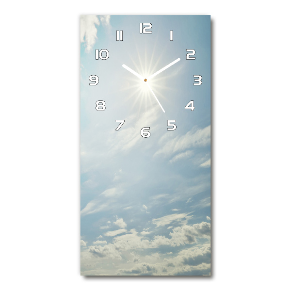 Rechthoekige glazen wandklok De zon aan de hemel