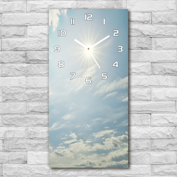Rechthoekige glazen wandklok De zon aan de hemel
