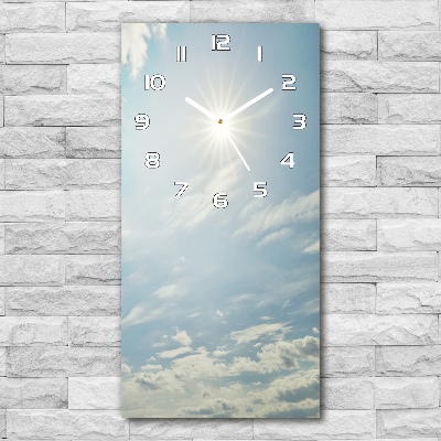 Rechthoekige glazen wandklok De zon aan de hemel