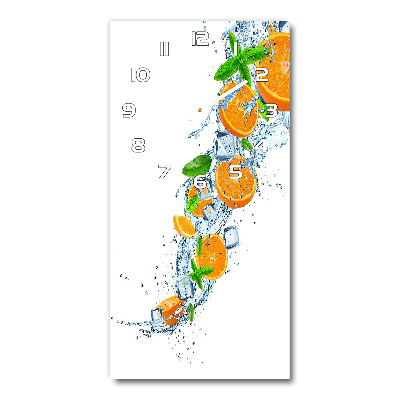 Rechthoekige glazen wandklok sinaasappels