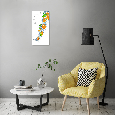 Rechthoekige glazen wandklok sinaasappels