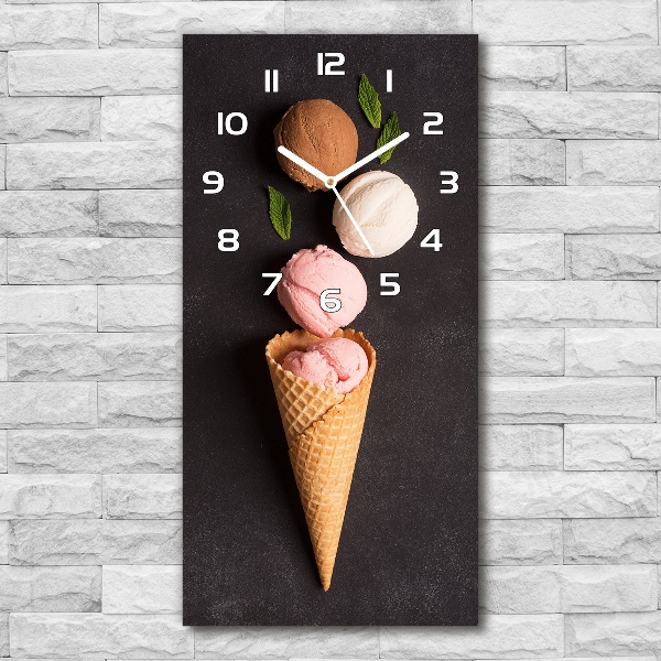 Zegar szklany ścienny Lody w wafelku