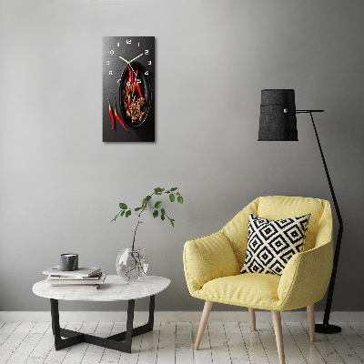 Rechthoekige glazen wandklok Chilipepers