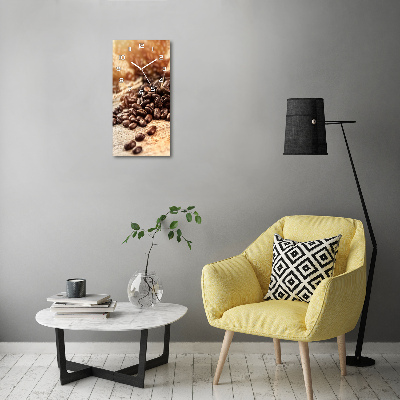Rechthoekige glazen wandklok Koffiebonen