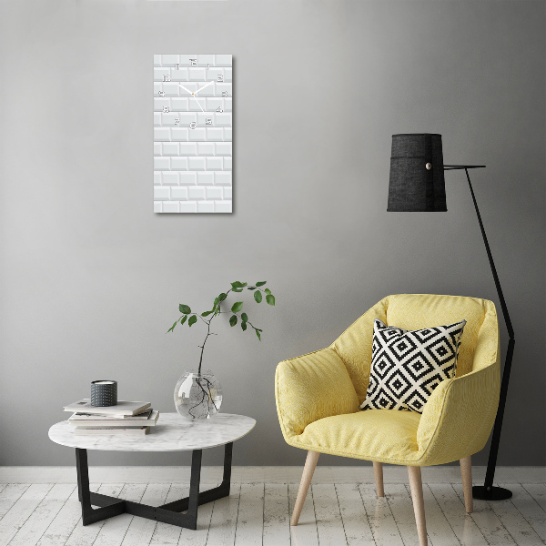 Rechthoekige glazen wandklok Keramische wand