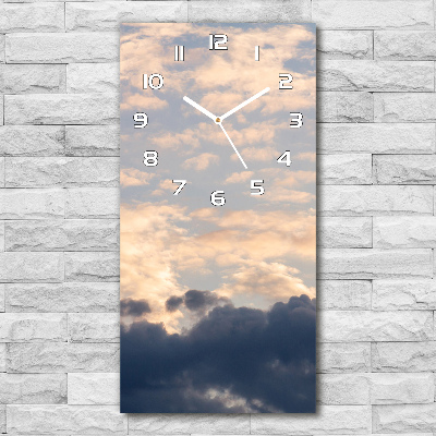 Rechthoekige glazen wandklok Wolken aan de hemel