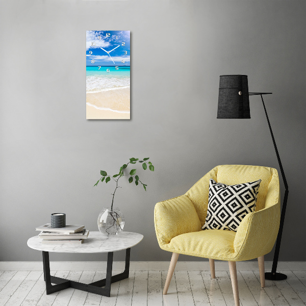Rechthoekige glazen wandklok Tropisch strand