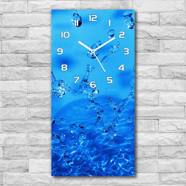 Rechthoekige glazen wandklok waterdruppels