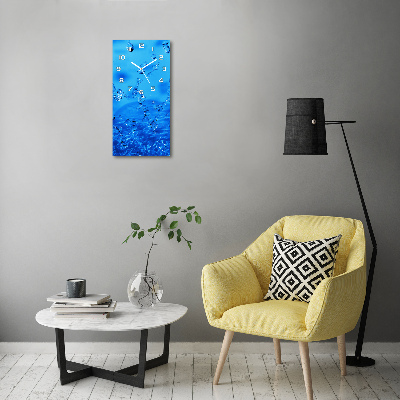Rechthoekige glazen wandklok waterdruppels