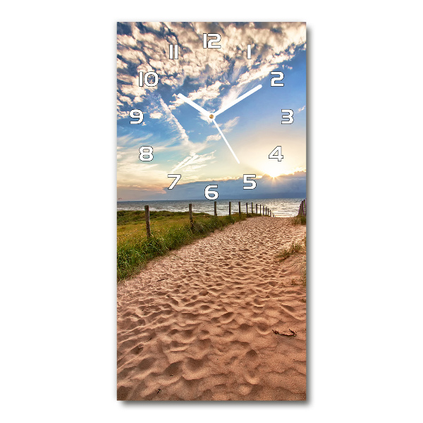 Rechthoekige glazen wandklok Pad naar het strand