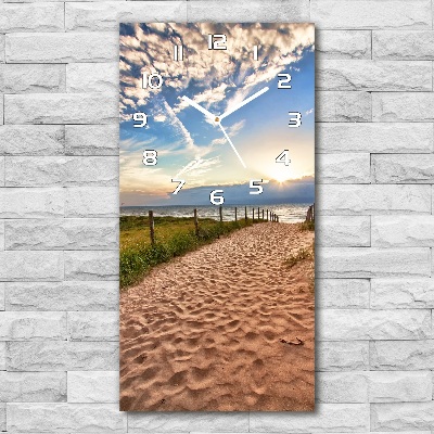 Rechthoekige glazen wandklok Pad naar het strand
