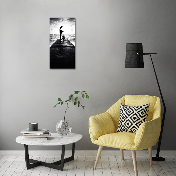 Rechthoekige glas klok Gitarist op de pier