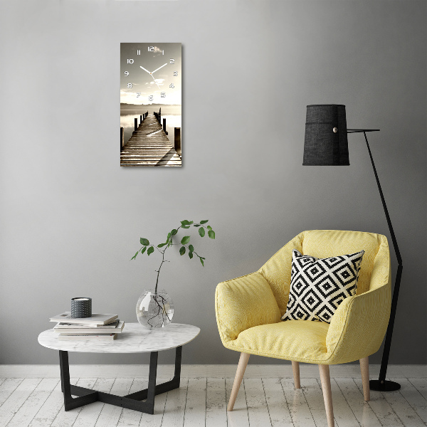 Rechthoekige glas klok Houten steiger