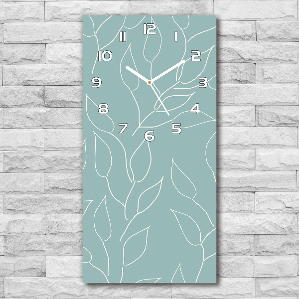 Rechthoekige glazen wandklok Bladeren