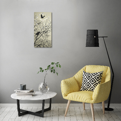 Zegar ścienny cichy Wrony na drzewie