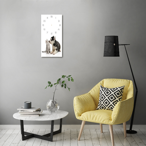 Nowoczesny zegar ścienny Pies i kot