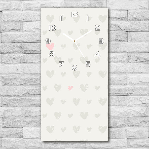 Rechthoekige glazen wandklok Achtergrond met hartjes