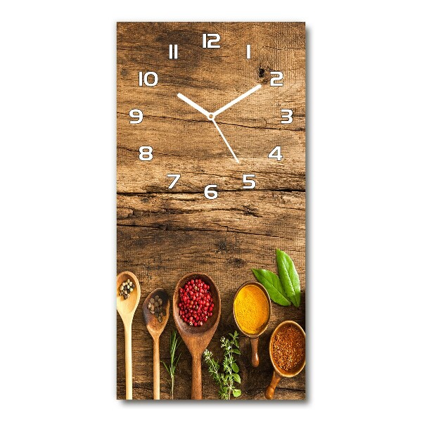 Rechthoekige glazen wandklok Kleurrijke kruiden