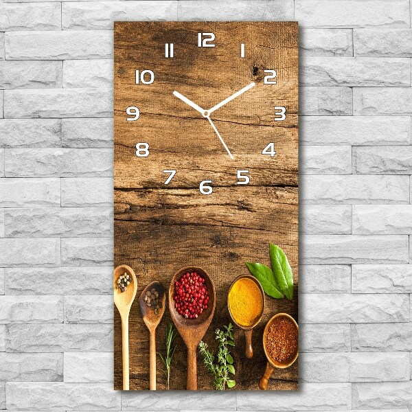 Rechthoekige glazen wandklok Kleurrijke kruiden