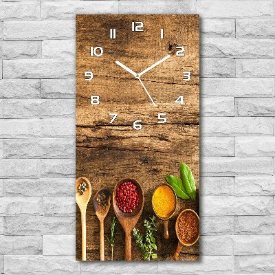 Rechthoekige glazen wandklok Kleurrijke kruiden