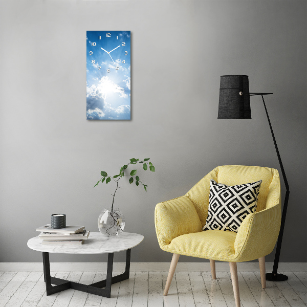 Rechthoekige glazen wandklok Wolken aan de hemel