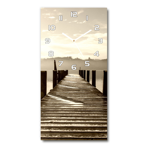 Rechthoekige glazen wandklok Houten steiger