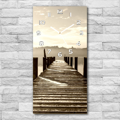 Rechthoekige glazen wandklok Houten steiger