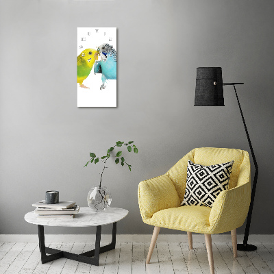 Rechthoekige glazen wandklok Parkieten