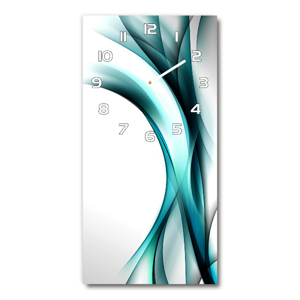 Rechthoekige glazen wandklok Abstracte golven