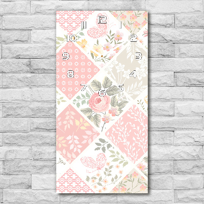 Zegar szklany ścienny Kwiecisty wzór