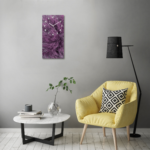 Rechthoekige glazen wandklok Roze bont