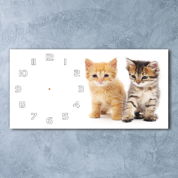 Glazen klok horizontaal Bruine en rosse kat