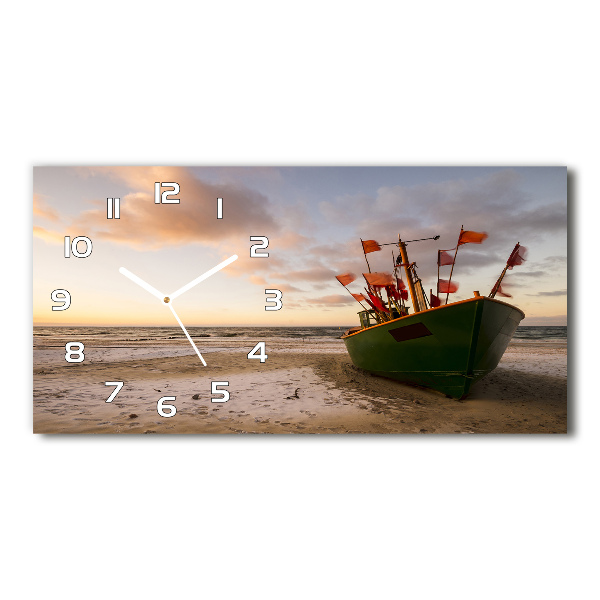 Glazen klok horizontaal Vissersboot strand
