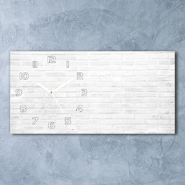Langwerpige wandklok van glas Bakstenen muur