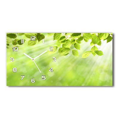 Glazen wandklok rechthoekig Bladeren
