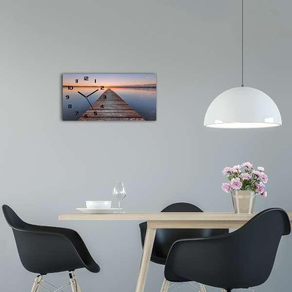 Langwerpige wandklok van glas Houten steiger