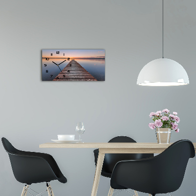 Langwerpige wandklok van glas Houten steiger