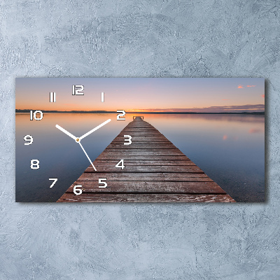 Langwerpige wandklok van glas Houten steiger
