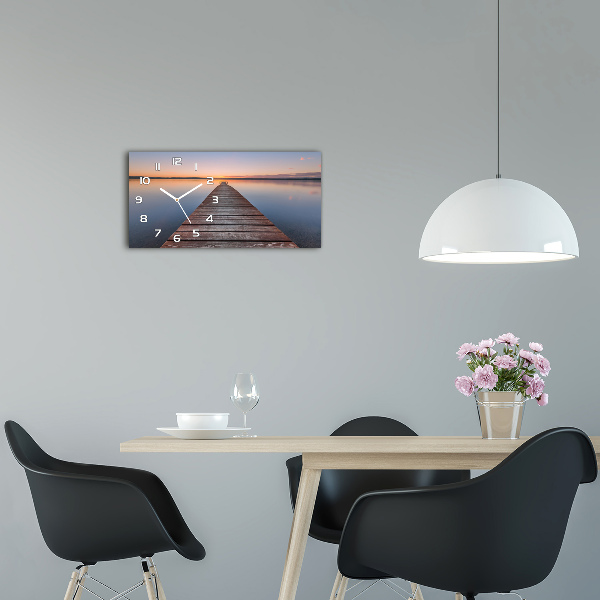 Langwerpige wandklok van glas Houten steiger