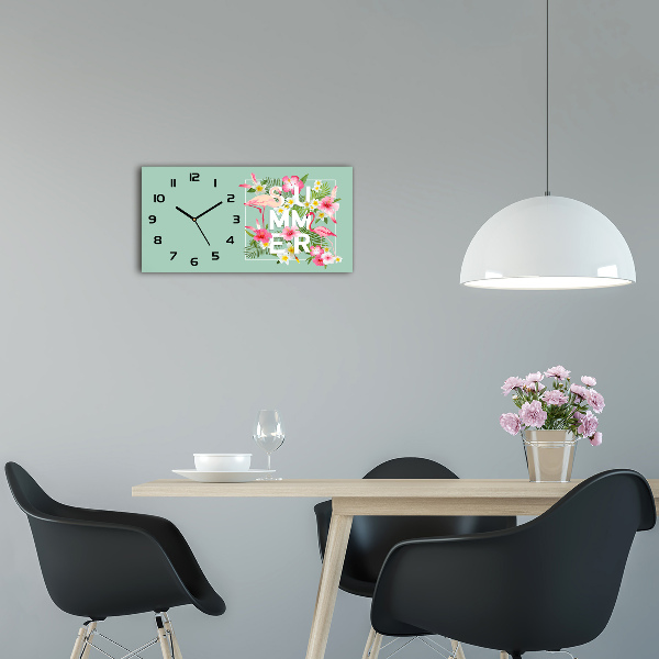 Glazen klok horizontaal Vakanties en flamingo's